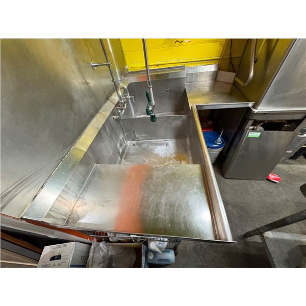 2PC - stainless steel 2 compartment sink with dish washing faucet (approx. 69 inch x 50 inch x 36 in