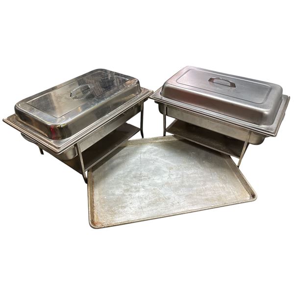 2PC stainless steel Chafing dishes and baking tray