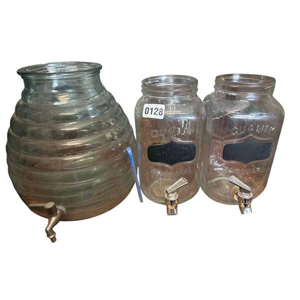 3PC Glass beverage dispenser approx. 13 inch tall