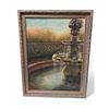 Image 1 : Framed vintage "Fountain" painting on canvas signed by artist "L.L Wolfe" from estate -approx. 21.5 