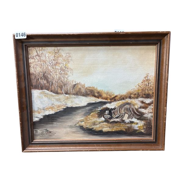 Framed Original painting on canvas signed by artist -approx. 21 inch x 16.5 inch