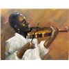 Image 2 : "Violin player" painting on canvas from estate -approx. 31.5 inch x 31.5 inch