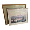 Image 1 : 2PC wall hangings -framed 1987 Schock signed print -approx. 32 inch x 28 inch & framed "Lake view" p