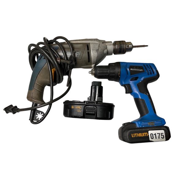 MasterCraft Cordless drill with 2 batteries and an electric drill