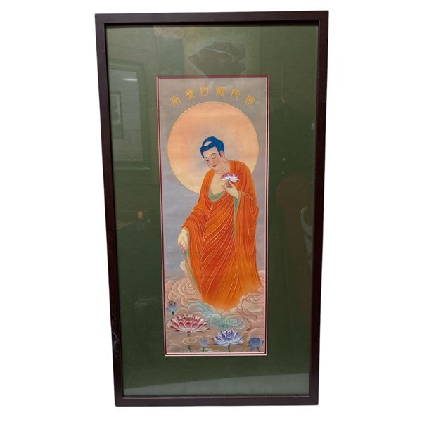Framed Chinese Print from estate - approx. 17.5 x 31.5 inch