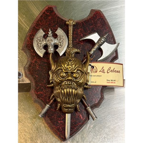 2 axe plaque - approx. 11.5 inch x 8 inch
