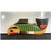 Image 1 : MATTHEW BAKER CEDAR CHINOOK SALMON CARVING APPROX 12"L X5"W X 1/2" H