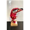 Image 1 : ARTIST SIGNED THUNDEDRBIRD CARVING WITH STRING TO OPEN BEAK APPROX 5.5"L X 2.5"W X 8" H
