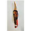 Image 1 : SMALL CARVED CEDAR FEATHER WITH EAGLE BY LEN MCKAY