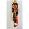 Image 2 : SMALL CARVED CEDAR FEATHER WITH EAGLE BY LEN MCKAY