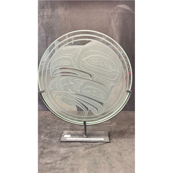  BIRTH OF THE TSIMSHIAN NATION  APPROX 20  PANEL IN GLASS OVER PAINTED STEEL BASE BY TERRY STARR