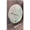 Image 3 : "EAGLE" APPROX 20" PANEL IN GLASS ABOVE PAINTED STEEL BASE BY HENRY REECE (TSIMSHIAN)