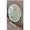Image 2 : "TSIMSHIAN EAGLE" APPROX 20" PANEL IN GLASS ABOVE PAINTED STEEL BASE BY HENRY REECE (TSIMSHIAN)