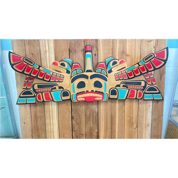 LARGE HAND CARVED FIRST NATIONS ORCA & THUNDERBIRD PLAQUE BY JOHN JOSEPH OF SQUAMISH INDIAN BAND