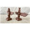 Image 3 : 2 ASSORTED SMALL HAND CARVED FIRST NATIONS TOTEM POLES