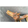 Image 3 : HAND CARVED FIRST NATIONS WOLF CARVED INTO ELK ANTLER ON CEDAR BASE BY CREE ARTIST DUANO GOULET