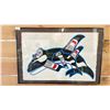 Image 1 : FRAMED FIRST NATIONS AP (16/20) BY BEN HOUSTIE TITLED "KILLER WHALE" 25" X 17"