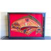 Image 1 : NORTHWEST COAST FIRST NATIONS HAND WOVEN "HALIBUT" DISPLAY IN FRAMED SHADOW BOX