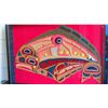 Image 2 : NORTHWEST COAST FIRST NATIONS HAND WOVEN "HALIBUT" DISPLAY IN FRAMED SHADOW BOX