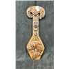 Image 1 : HAND CARVED FIRST NATIONS PADDLE BY HAROLD BAKER TITLED "KILLER WHALE, MOON & SEAL" 16" X 5.5"