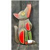 Image 1 : HAND CARVED FIRST NATIONS PLAQUE BY LARRY JOSEPH TITLED "WOLF" 12" X 5.5"