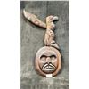 Image 1 : HAND CARVED FIRST NATIONS PLAQUE BY WILLIAM WATTS TITLED "MOON MASK, SALMON, WHALE HEAD & RAVEN"