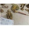 Image 5 : Brass Items: Clock, Mini Ornaments, Candliers, Trinklet Box, Letter 