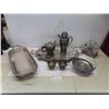 Image 1 : Silver Plated Trays, Coffee/Tea Pots, Cream and Sugar &