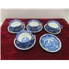 Image 2 : 4 Blue Japan Cups with Saucers, Staffordshire Bowl