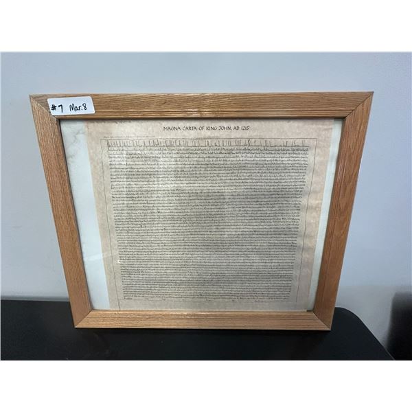 *OFFSITE* “Magna Carta” reproduction in 16” x 20” glassed frame