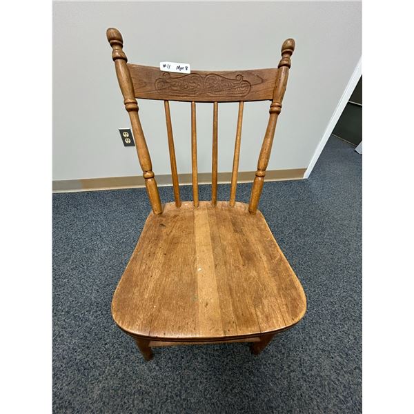 *OFFSITE* Vintage wooden side chair with carving on back