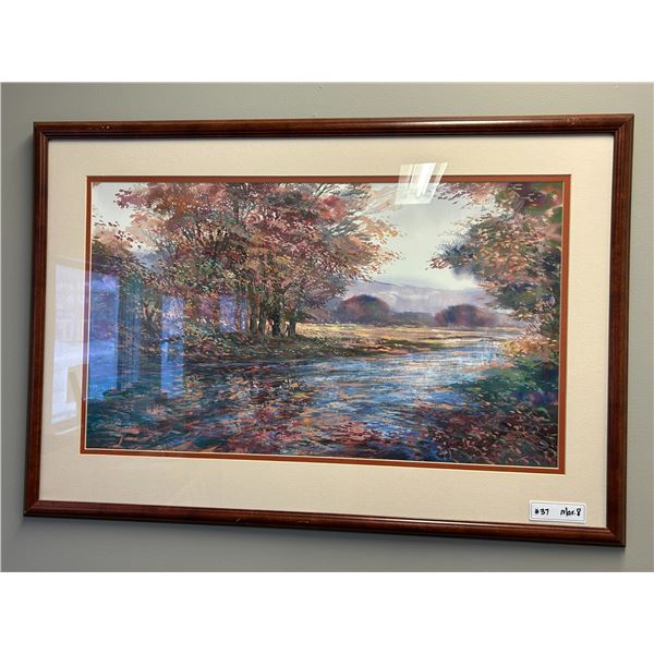 *OFFSITE* Fall themed picture – framed under glass 38”w x 26”