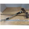 Image 1 : long wooden handled axe and wooden handled sluge hammer
