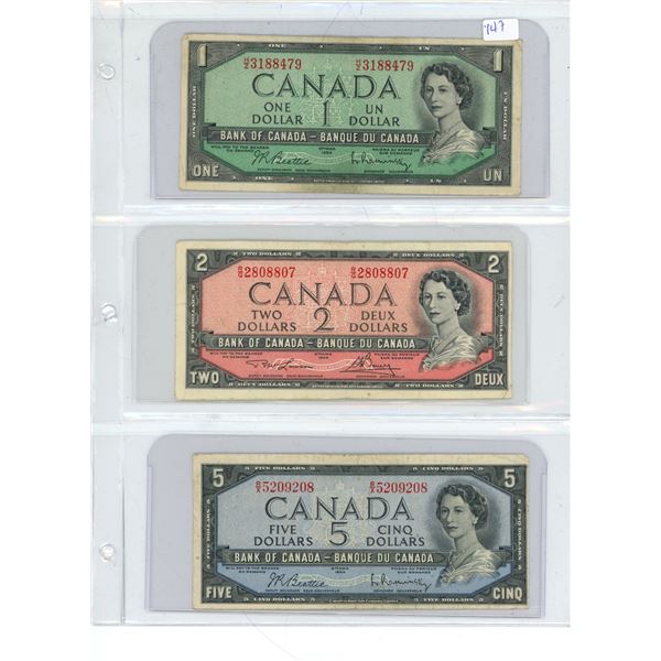 1954 CANADIAN BILLS 1$/2$/5$