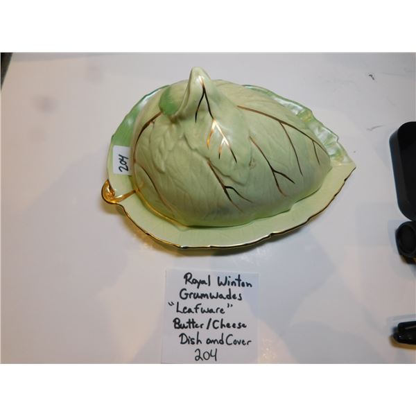 ROYAL WINTON GRUMWADES, LEAFWARE, BUTTER/CHEESE DISH AND COVER