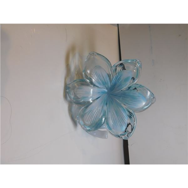 ART GLASS FLOWER, MURANO STYLE LILY, BLUE