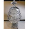Image 2 : CZECH CUT CRYSTAL, PINWHEEL DESIGN CANDY DISH WITH LID