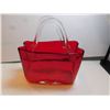 Image 1 : VINTAGE HAND BLOWN ART GLASS RUBY RED HANDBAG