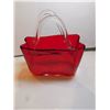 Image 2 : VINTAGE HAND BLOWN ART GLASS RUBY RED HANDBAG