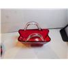 Image 3 : VINTAGE HAND BLOWN ART GLASS RUBY RED HANDBAG