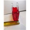 Image 5 : VINTAGE HAND BLOWN ART GLASS RUBY RED HANDBAG