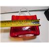 Image 8 : VINTAGE HAND BLOWN ART GLASS RUBY RED HANDBAG