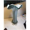 Image 2 : GREY WITH WHITE RUFFLE HEAVY GLASS ART VASE