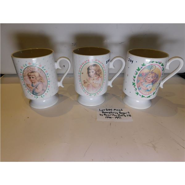 3 MUGS, MAUD HUMPHREY BOGART, BY HAMILTON GIFTS LTD., 1990 AND 1991