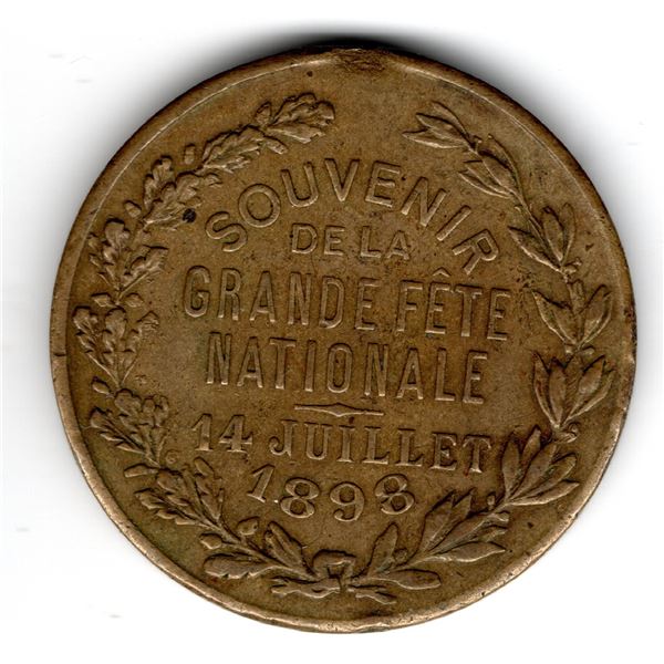 1898 SOUVENIR OF NATIONAL DAY OF JULY FRANCE, TOKEN