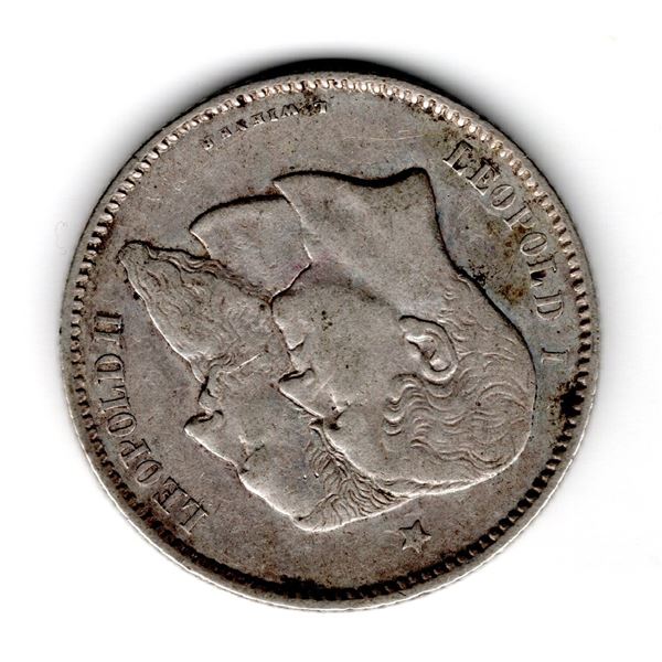 LEOPOLD II, ONE FRANC BELGIUM, 1880 SILVER