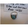 Image 2 : SIZE 10 SILVER AND LARIMAR RING