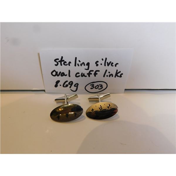 STERLING SILVER OVAL CUFFLINKS