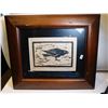Image 1 : FRAMED PAT BLISS RAVEN ART PRINT 3 OF 25, TITLED MUNIN, INCLUDES FEATHER