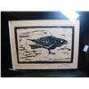 Image 2 : FRAMED PAT BLISS RAVEN ART PRINT 3 OF 25, TITLED MUNIN, INCLUDES FEATHER